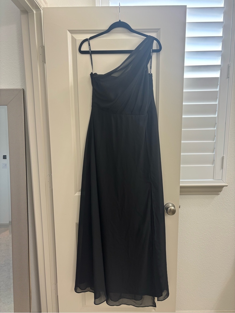 Birdy Grey Black One-Shoulder Chiffon Gown